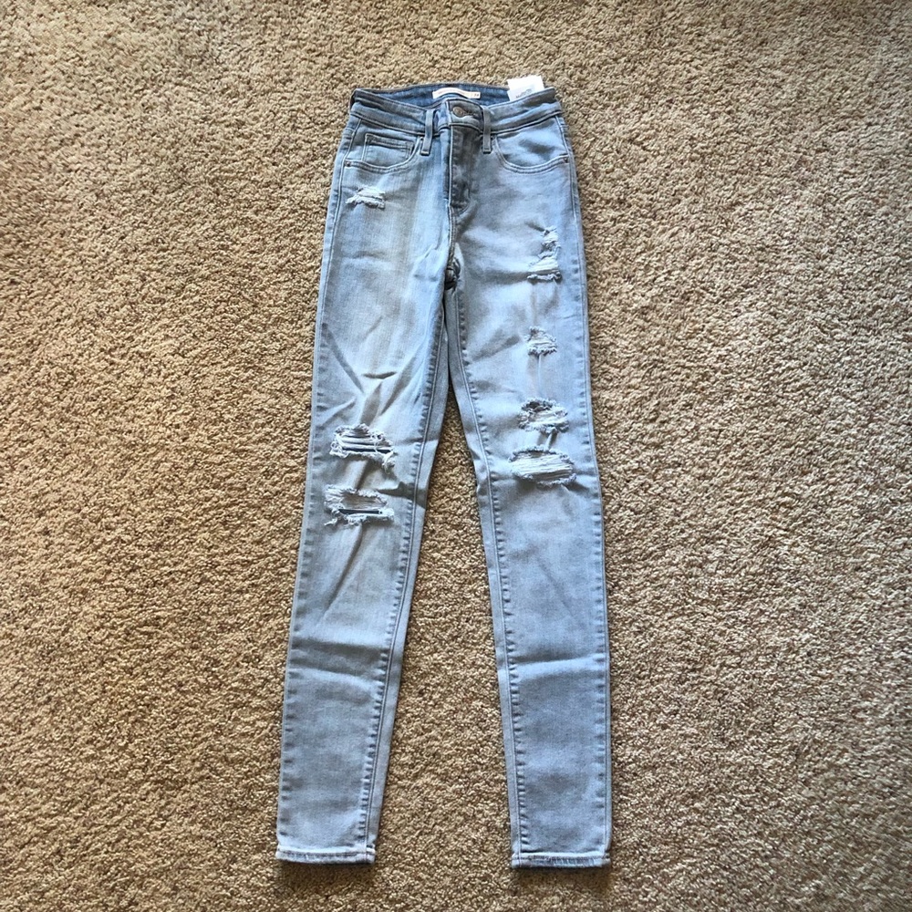 Women's Levi's Light Blue Wash Denim 721 High Rise Skinny Jeans; Size 24 - Picture 3 of 6